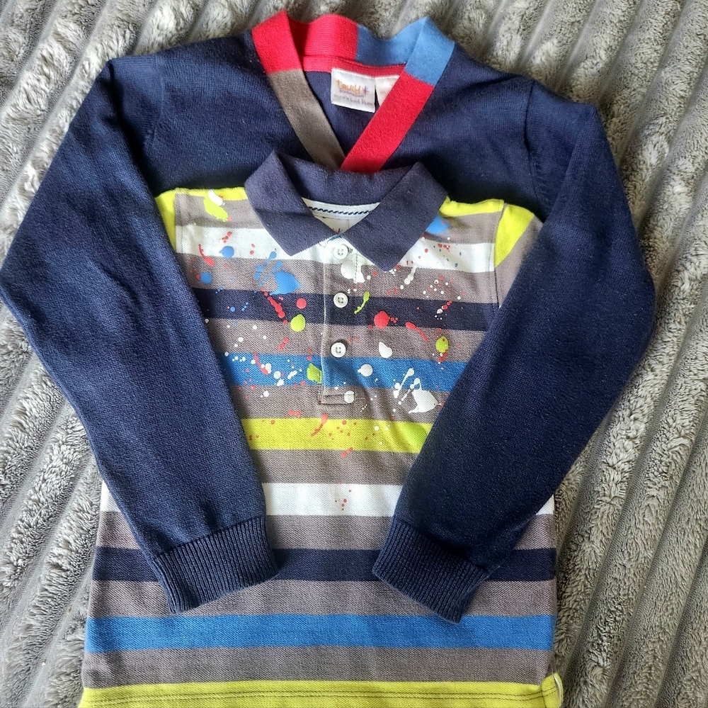 Heidi Klum kids Collection Knit Cardigan longsleve And Striped Poloshirt 4t